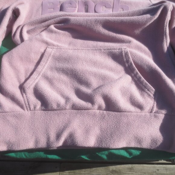 Ladies Pastel Pink Bench Fleece Pullover Hoodie - Size Small. - Picture 4 of 12
